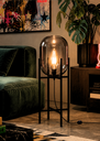 Ver imagem 1 de Luminária de Chão Piso 75cm Globo Vidro Fumê Cinza Espelhada Coluna Pedestal Lv-Ash-2 Gimpo