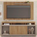 Ver imagem 6 de Rack Bancada Com Painel Para TV 65 Pol. Ripado Krome C01 Buriti/Fendi - Mpozenato