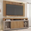 Ver imagem 2 de Rack Bancada Com Painel Para TV 65 Pol. Ripado Krome C01 Buriti/Fendi - Mpozenato