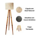 Ver imagem 3 de Luminária em Sisal Natural Aconchegante Pés Madeira e Couro