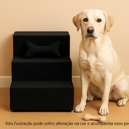 Escada Escadinha Luxo para Pet Animais de Estimação Gato Cachorro Preto com Osso Incluso - Jrc Móvei - 8