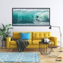 Ver imagem 6 de Quadro Mosaico Onda Mar Surf 130x60 Moldura Preta 2x2
