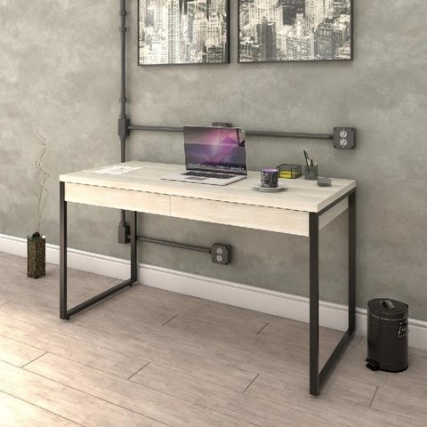 Mesa Escritório Office Estilo Industrial 1,10 M C/ 2 Gavetas