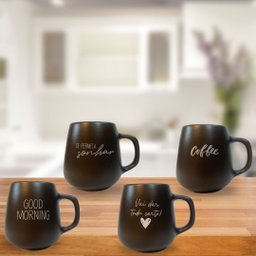 Jogo 4 Caneca Bojuda 260ml Porcelana Fosca para Cappuccino - Marrom - 5