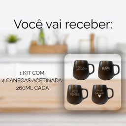Jogo 4 Caneca Bojuda 260ml Porcelana Fosca para Cappuccino - Marrom - 6