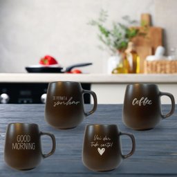 Jogo 4 Caneca Bojuda 260ml Porcelana Fosca para Cappuccino - Marrom - 7