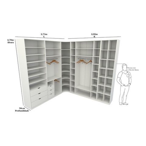 Kit Closet Armário Colmeia Roupeiro Cabideiro M42 100% Mdf - Branco