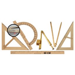 Kit Geométrico do Professor Mdf E Pinus Com 1 Régua 60 cm + 1 Compasso Para Quadro Branco 40 cm + 1  - 1