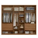 Ver imagem 2 de Guarda Roupa Casal Ripado Atrice D66410k 6 Portas Nogueira Nude Prime Tx com Espelho Demóbile – Dema