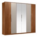 Ver imagem 1 de Guarda Roupa Casal Ripado Atrice D66410k 6 Portas Nogueira Nude Prime Tx com Espelho Demóbile – Dema