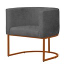 Ver imagem 3 de Kit 4 Poltrona Reforçada Decorativa Sala Gabriela Base Ferro Bronze Suede Cinza