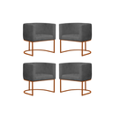 Ver imagem 1 de Kit 4 Poltrona Reforçada Decorativa Sala Gabriela Base Ferro Bronze Suede Cinza