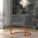 Ver imagem 2 de Kit 4 Poltrona Reforçada Decorativa Sala Gabriela Base Ferro Bronze Suede Cinza