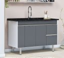 Ver imagem 1 de Gabinete Cozinha Mdp 1,44m Elegance com 5 Pés Pré-montado:cinza