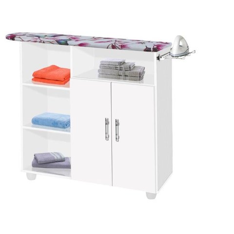 Tabua de passar roupa AT Branca 2 portas c/ apoio para ferro PASSE BEM