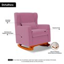 Ver imagem 6 de Poltrona de Amamentação e Descanso Zoe com Base Balanço Suede Rosa - Desk Design