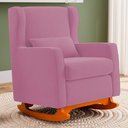 Ver imagem 4 de Poltrona de Amamentação e Descanso Zoe com Base Balanço Suede Rosa - Desk Design