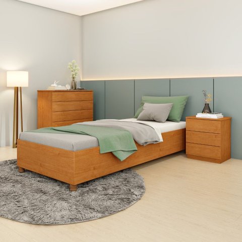 Cama Box Solteiro Mônaco Tcil:cinamomo