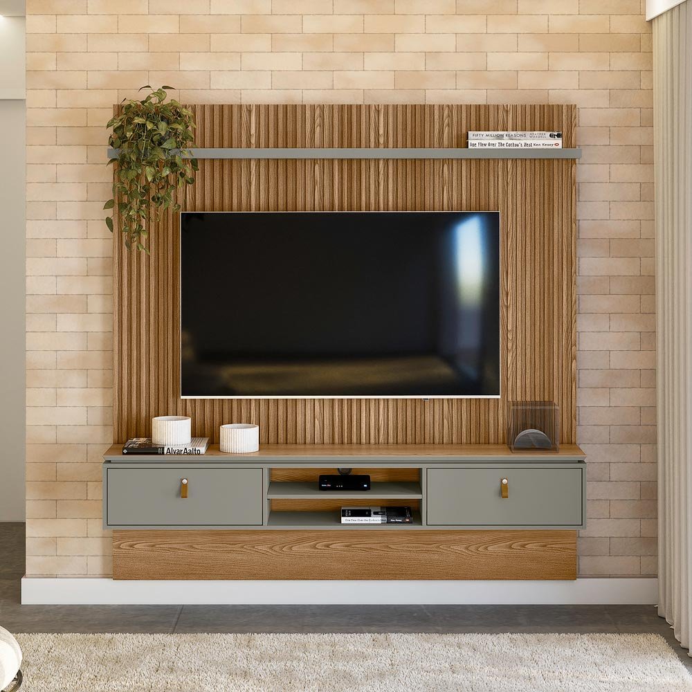 Painel Home Suspenso Ripado Oruro para TV até 75 Freijó/Off White G77 - Gran Belo é boa?