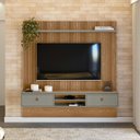 Ver imagem 1 de Painel Home Suspenso Ripado Oruro para a TV até 75 Amêndoa/Titãnio G77 - Gran Belo
