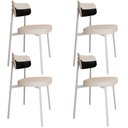 Ver imagem 1 de Kit 04 Cadeiras Estofada para Sala de Jantar Astrid Branco C01 Linho Palha Courino Preto - Lyam Deco