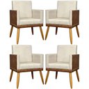 Ver imagem 1 de Kit 4 Poltronas Modernas Lis Corino e Pé 30cm - Bege Suede Corino