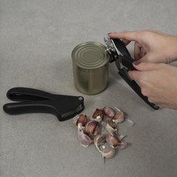 Kit abridor de lata espremedor de alho 2 pçs preto - Oikos - 5