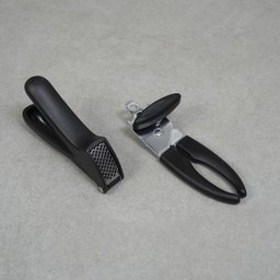 Kit abridor de lata espremedor de alho 2 pçs preto - Oikos - 4