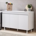 Ver imagem 2 de Balcão Buffet Gabinete de Cozinha Lux 120cm 100% Mdf com Tampo 03 Portas Branco - Abmaza