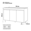 Ver imagem 4 de Balcão Buffet Gabinete de Cozinha Lux 120cm 100% Mdf com Tampo 03 Portas Branco - Abmaza