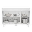Ver imagem 3 de Balcão Buffet Gabinete de Cozinha Lux 120cm 100% Mdf com Tampo 03 Portas Branco - Abmaza