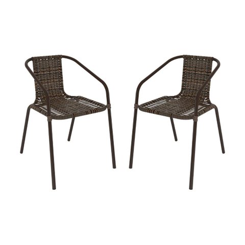Kit 2 Cadeiras de Jardim Junco Sintético Multimóveis Cr8006 Café Mesclado