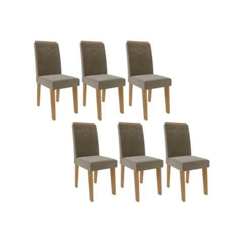 Cadeira Sala de Jantar Taís Kit 6 Un Savana/nature-suede Pluma-joli Capuccino - Cimol