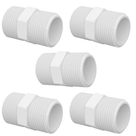 Kit 5 Niple Pvc Roscável para Água Fria Nipel 1/2 Branco