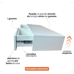 Mesa de Cabeceira Penteadeira com 2 Gavetas 80x15x40cm - 3