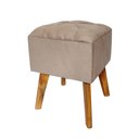 Ver imagem 2 de Kit 2 Puff Carré Poptem Quadrado Capitonê Bege Banqueta Madeira Quadrado Decorativo Assento Acolchoa
