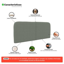 Cabeceira Painel Orgânico Cama Box Casal Padrão Aira 140cm Dobrável Bouclé Verde Menta - Desk Design - 3