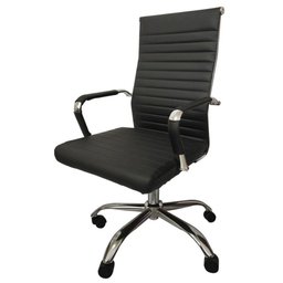 Cadeira Giratória Office Esteirinha Confort Rivatti em PU Preta Base Rodízio Cromado - 1
