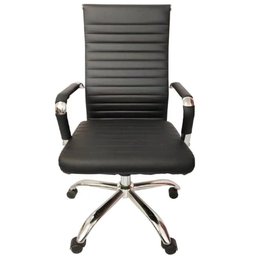 Cadeira Giratória Office Esteirinha Confort Rivatti em PU Preta Base Rodízio Cromado - 2
