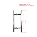 Ver imagem 3 de Puxador H duplo 30x20cm reto barra chata para porta de vidro e portão - Cromado