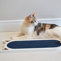 Arranhador Gato Piso Parede Modelo Frajola Médio - Branco - Azul - 5