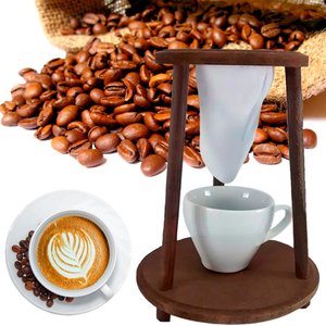 Suporte Coador de Café e 1 Filtro de Pano Com Xícara Vintage