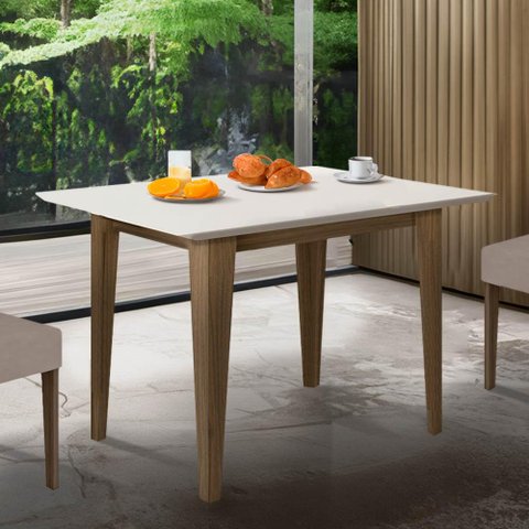 Mesa de Jantar Retangular 4 Lugares Carvalho Off White Kate Poliman
