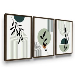 Kit 3 Quadros Decorativo Floral Minimalista Abstrato - 2