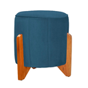 Ver imagem 2 de Puff Jade Suede Azul Royal Pés de Madeira - Vallisa Decor
