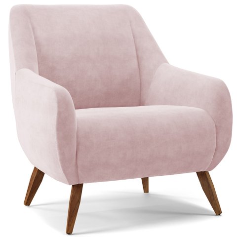 Poltrona Decorativa Fixa Pés de Madeira Paloma D02 Veludo Rosê B-305 - Lyam Decor