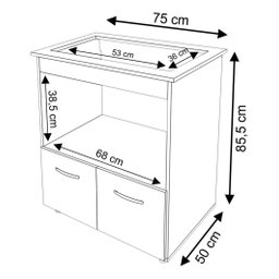 Balcão para Cooktop Elisa 4 Bocas 2 Portas Branco Moblis - 4