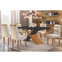 Ver imagem 1 de Conjunto: Mesa Sala Jantar Imperatriz Tampo Madeirado C/ Vidro Curvo 180x90 e 6 Cadeiras Imperatriz