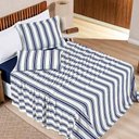 Ver imagem 1 de Jogo Cama Lençol Estilo Casal 100% Algodão 4 Peças - Marinho