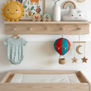 Ver imagem 1 de Cabideiro Prateleira de Madeira Infantil Montessori com Ganchos para Organização e Decoração - Bento